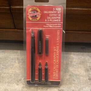 Koh-i-noor Calligraphy Pen Set 3 Sizes Pen Point Type - Black Ink New In Box